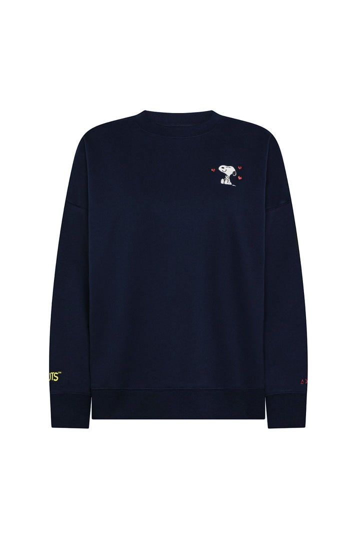 SUN 68 Felpa girocollo Peanuts blu nay in misto cotone - Mancinelli 1954