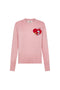 Dark pink Peanuts sweater in wool and cashmere with heart