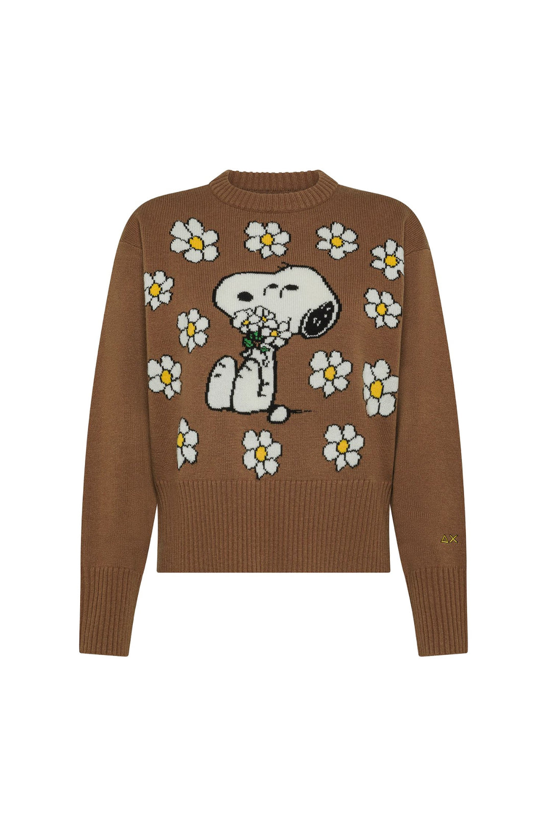 SUN 68 Maglia Peanuts marrone deserto in lana jacquard - Mancinelli 1954