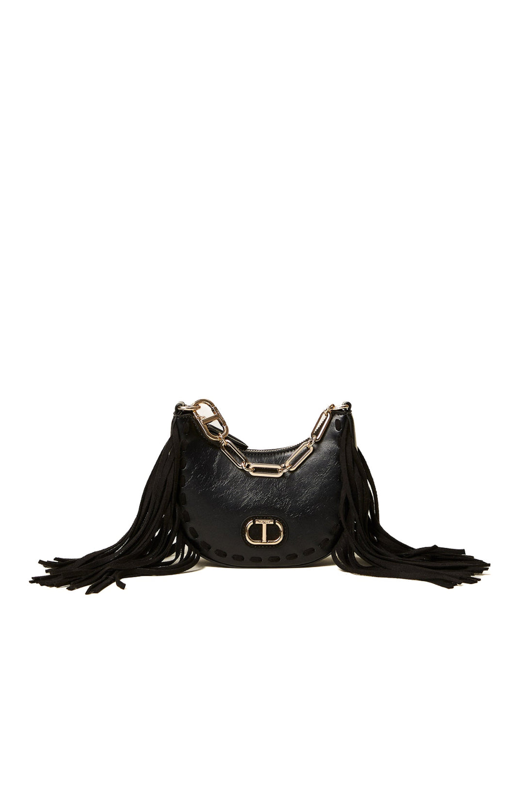 TWINSET Borsa hobo mini 'Melrose' nera con frange - Mancinelli 1954