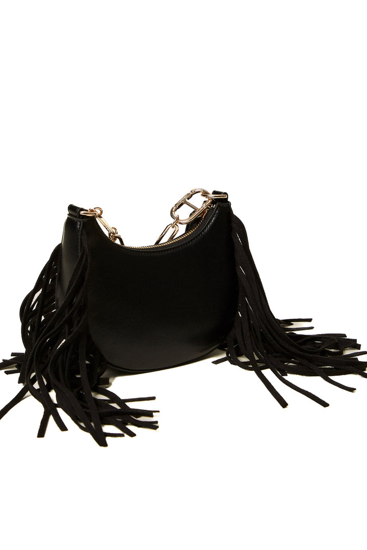 TWINSET Borsa hobo mini 'Melrose' nera con frange - Mancinelli 1954