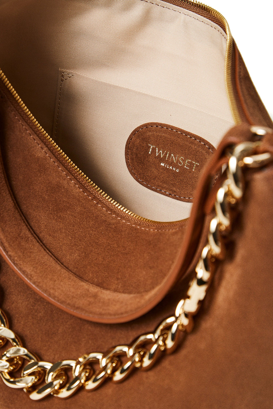 TWINSET Borsa 'Liliane' media color cuoio in suede - Mancinelli 1954