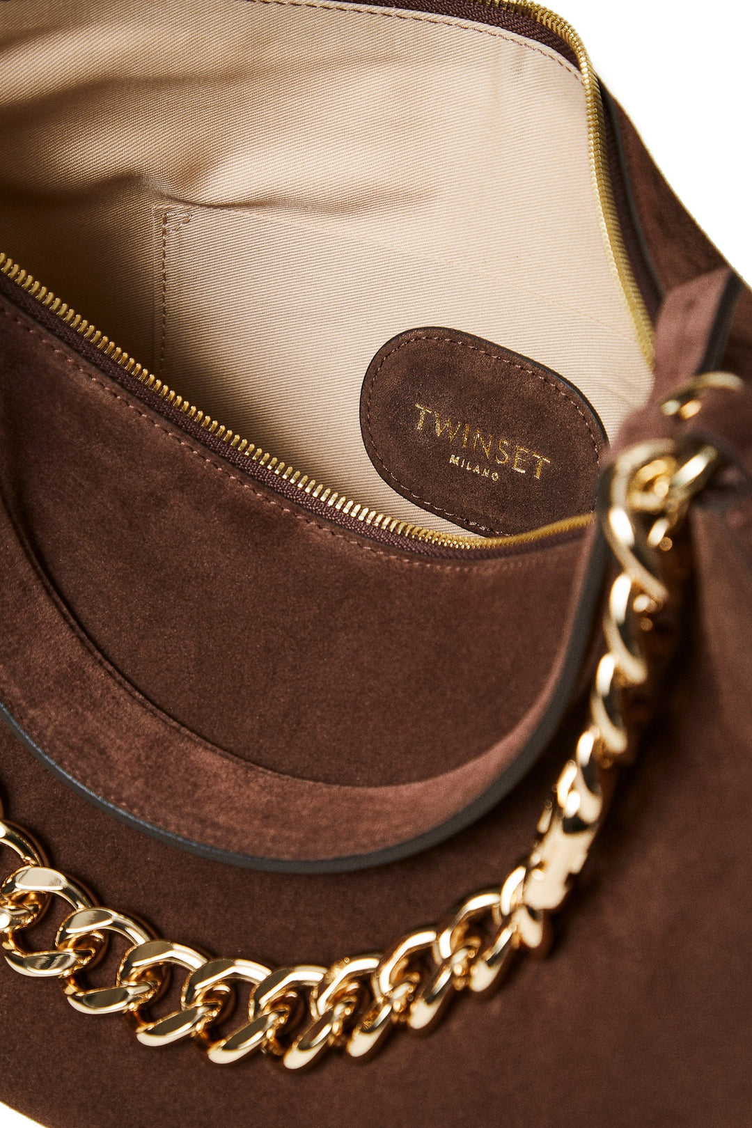 TWINSET Borsa 'Liliane' media color caffè in suede - Mancinelli 1954