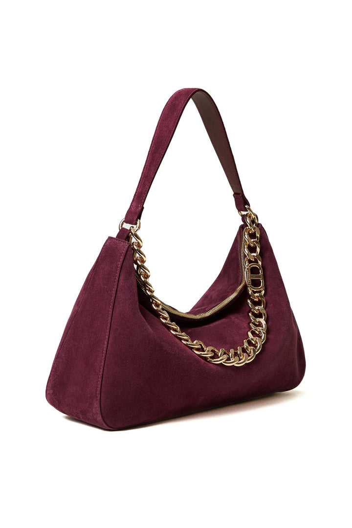 TWINSET Borsa 'Liliane' media color vino in suede - Mancinelli 1954