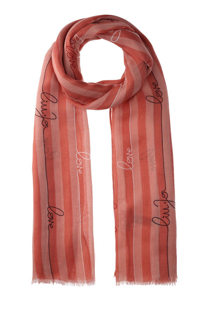 Stola rosa ecosostenibile con logo love