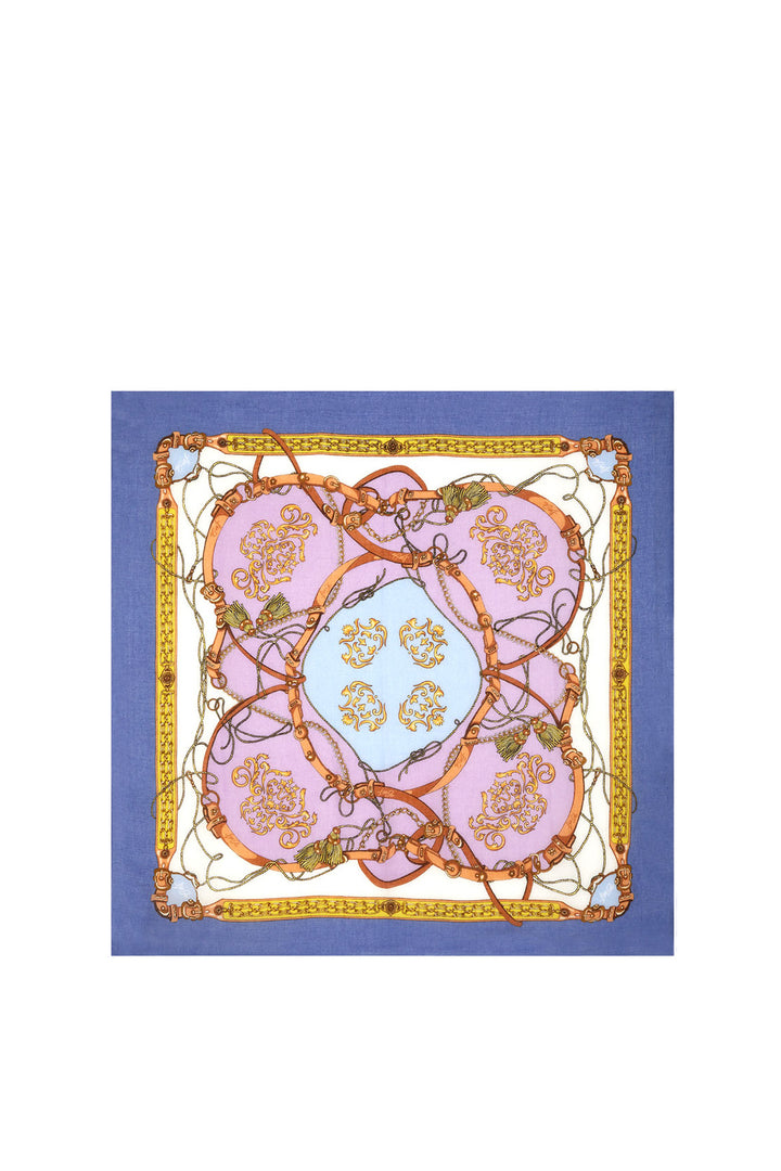 Foulard blu ecosostenibile con stampa cinte e collane