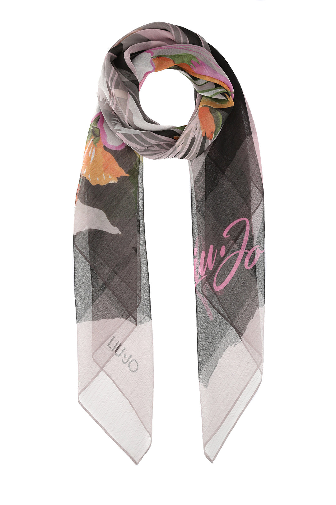 Foulard nero con stampa a fiori