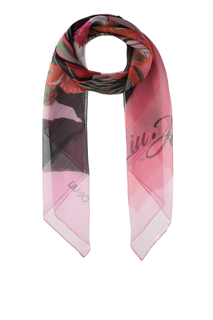 Foulard rosa polvere con stampa a fiori