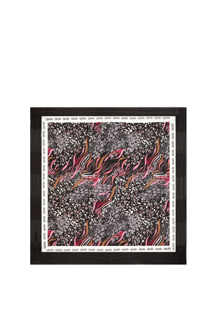 Foulard nero con stampa animalier