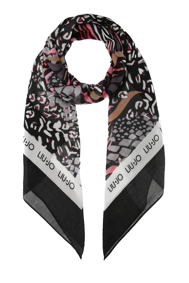 Foulard nero con stampa animalier