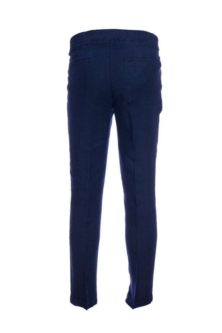 Pantalon en lin bleu clair avec un sous
