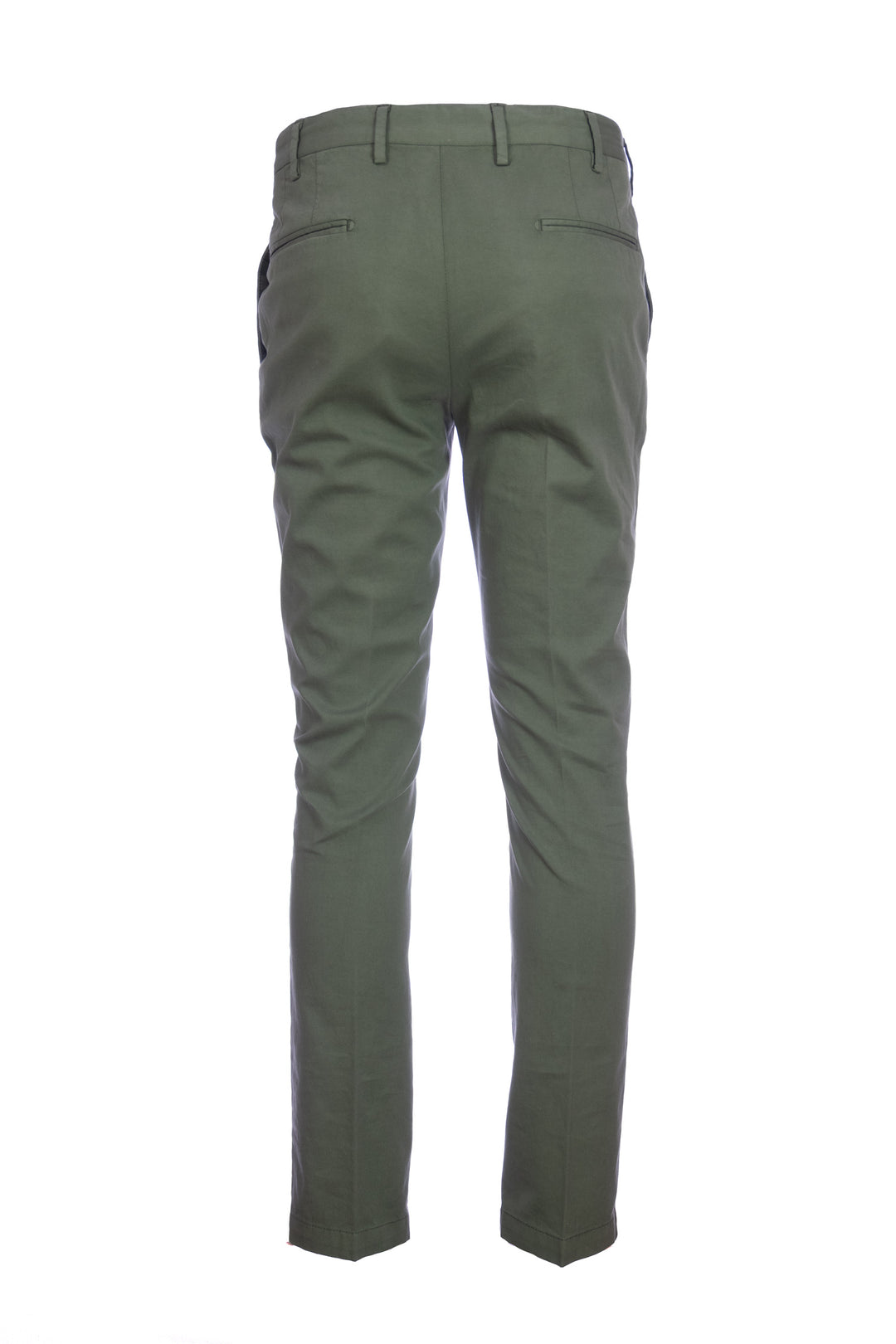 Pantalone verde militare in cotone stretch con vita elastica