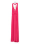 Abito lungo fucsia senza maniche con applicazioni