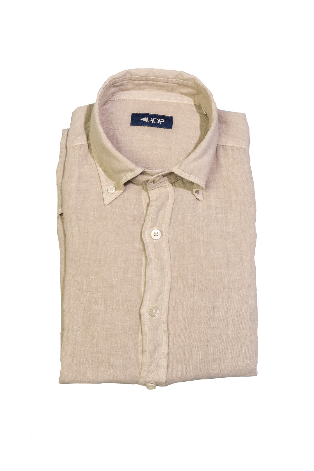 Chemise boutonnée en lin biscuit