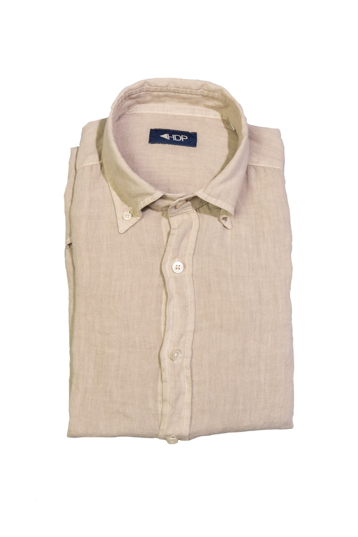 Chemise boutonnée en lin biscuit