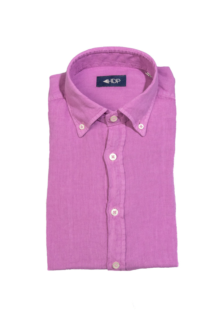 Camicia button down fucsia in lino