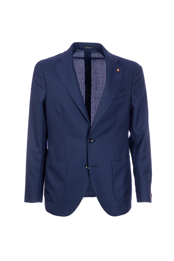 Veste bleue à deux boutons non doublée en laine vierge