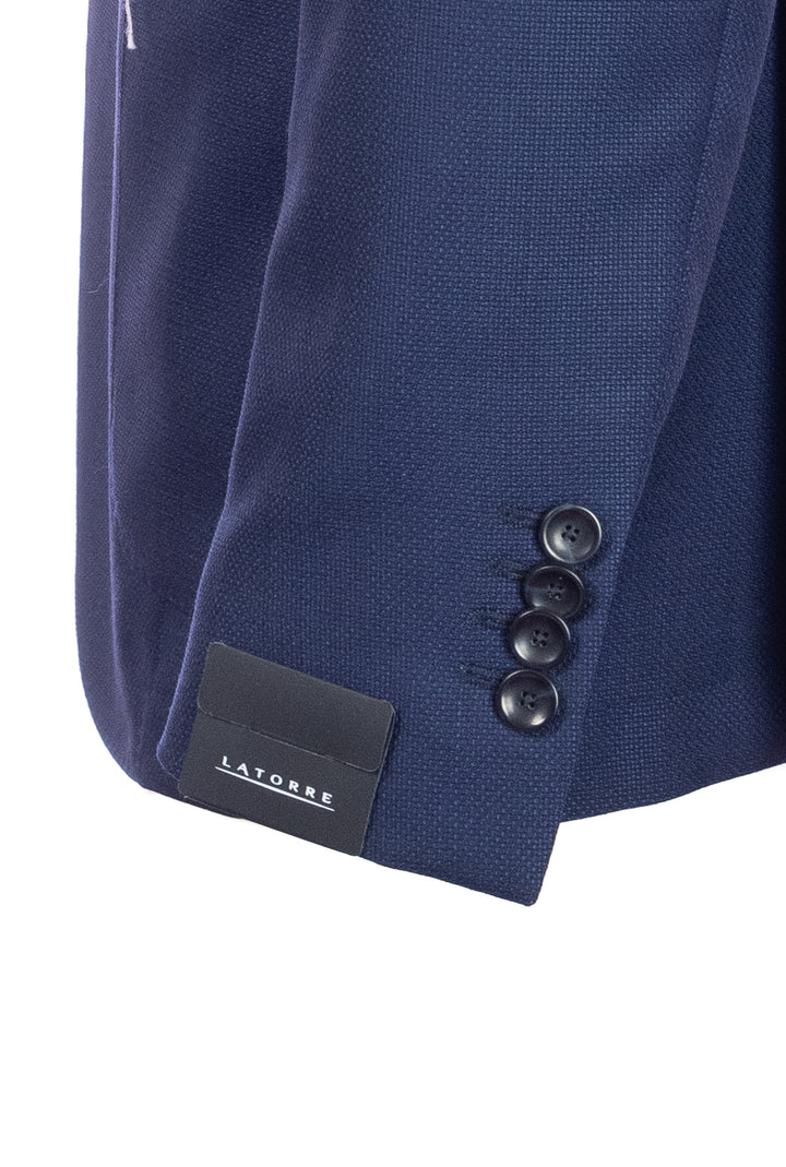 Veste bleue à deux boutons non doublée en laine vierge