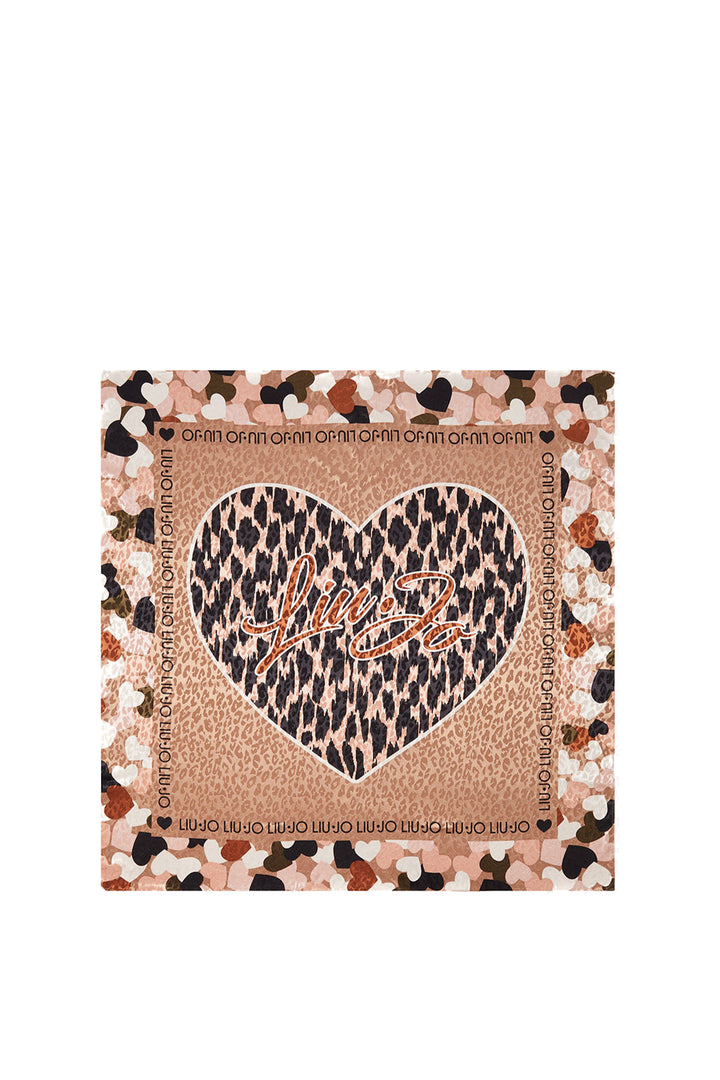 Foulard noce ecosostenibile con cuori e motivo animalier