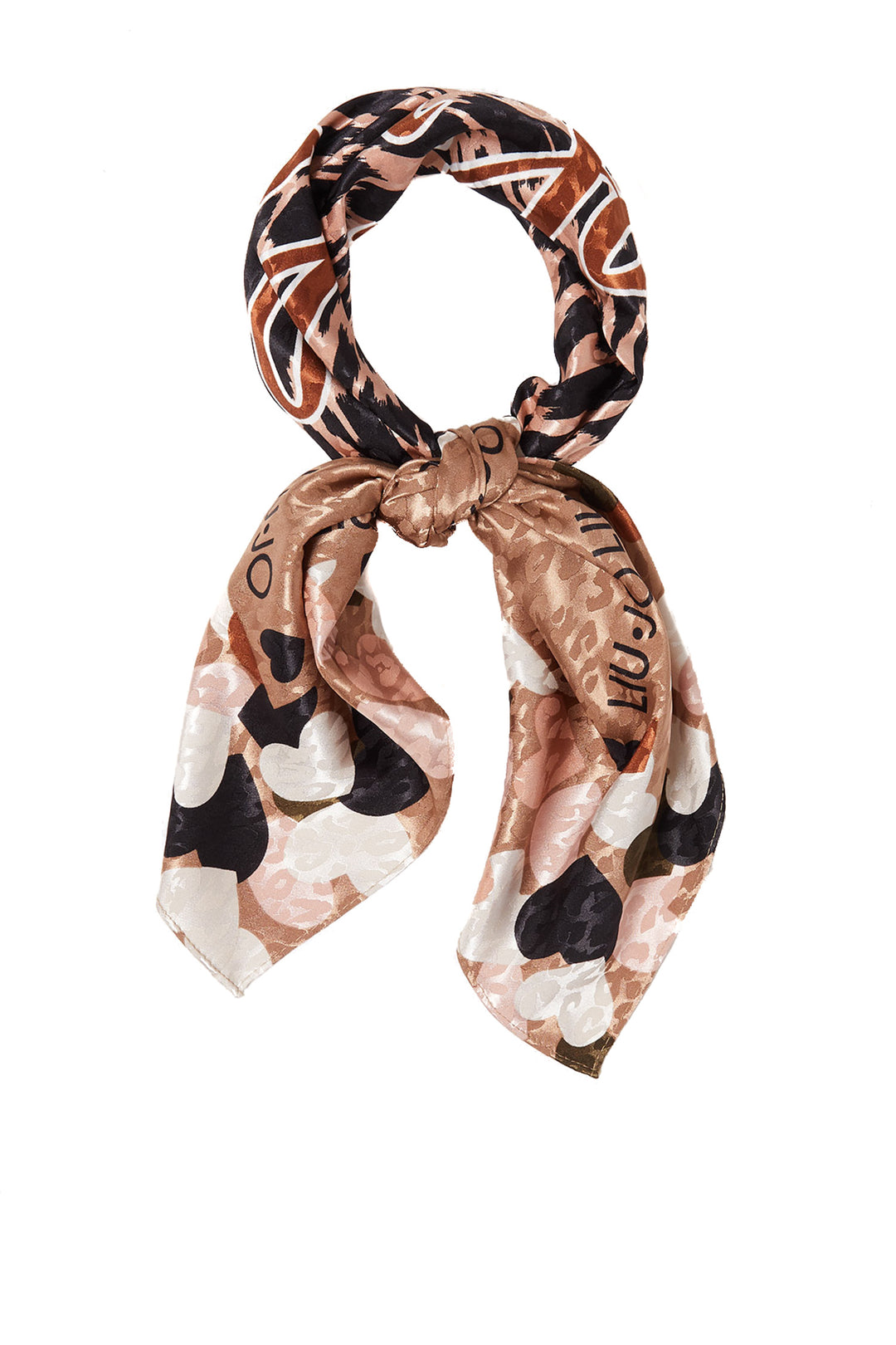 Foulard noce ecosostenibile con cuori e motivo animalier