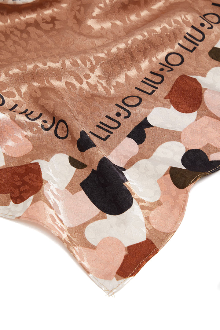 Foulard noce ecosostenibile con cuori e motivo animalier