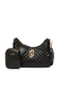 Eco-sustainable matelassé small black shoulder bag