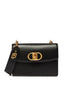 Eco-sustainable black shoulder bag with removable logo