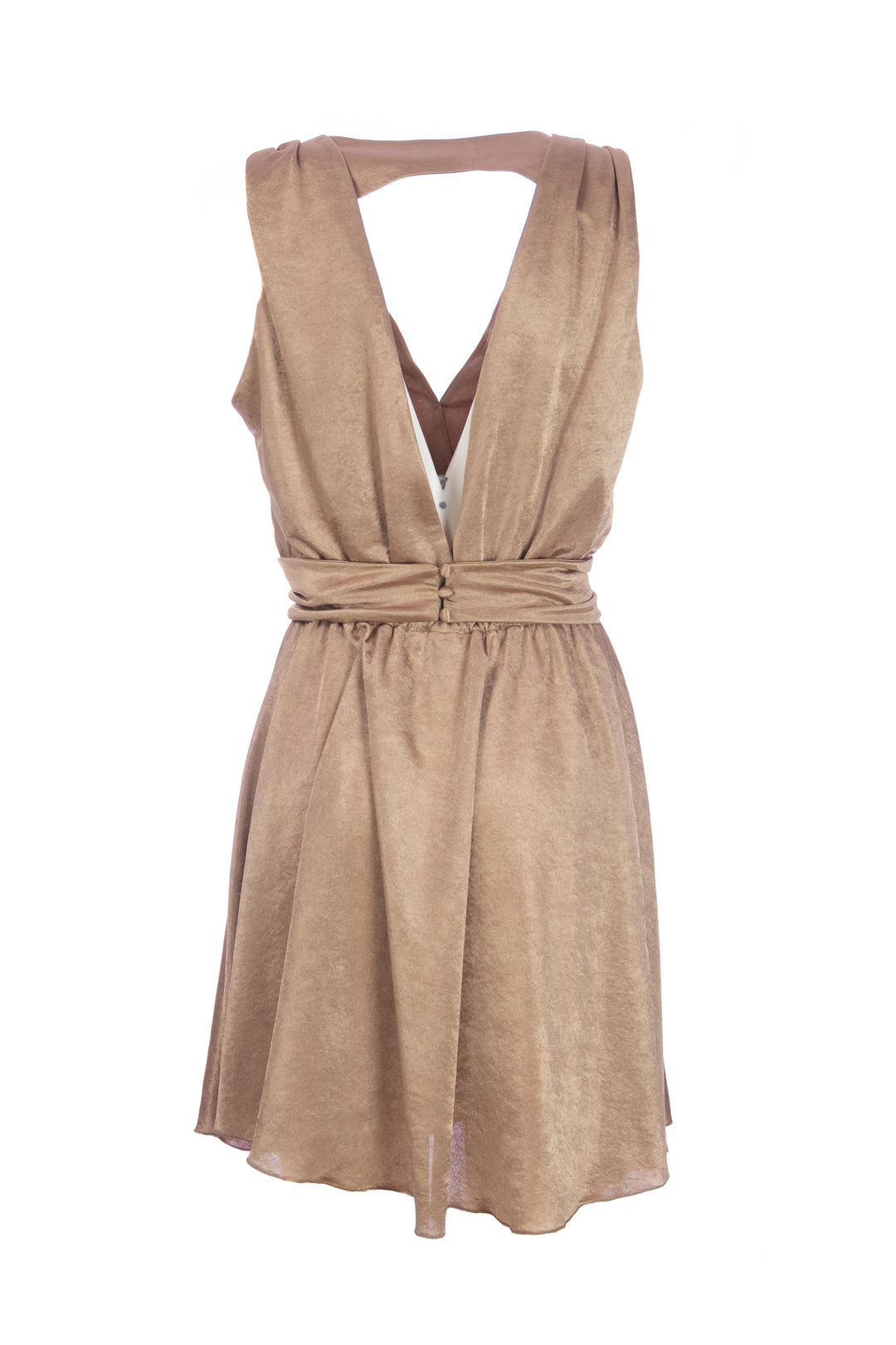 Abito corto “ANTIGUE” oro in jersey lucido