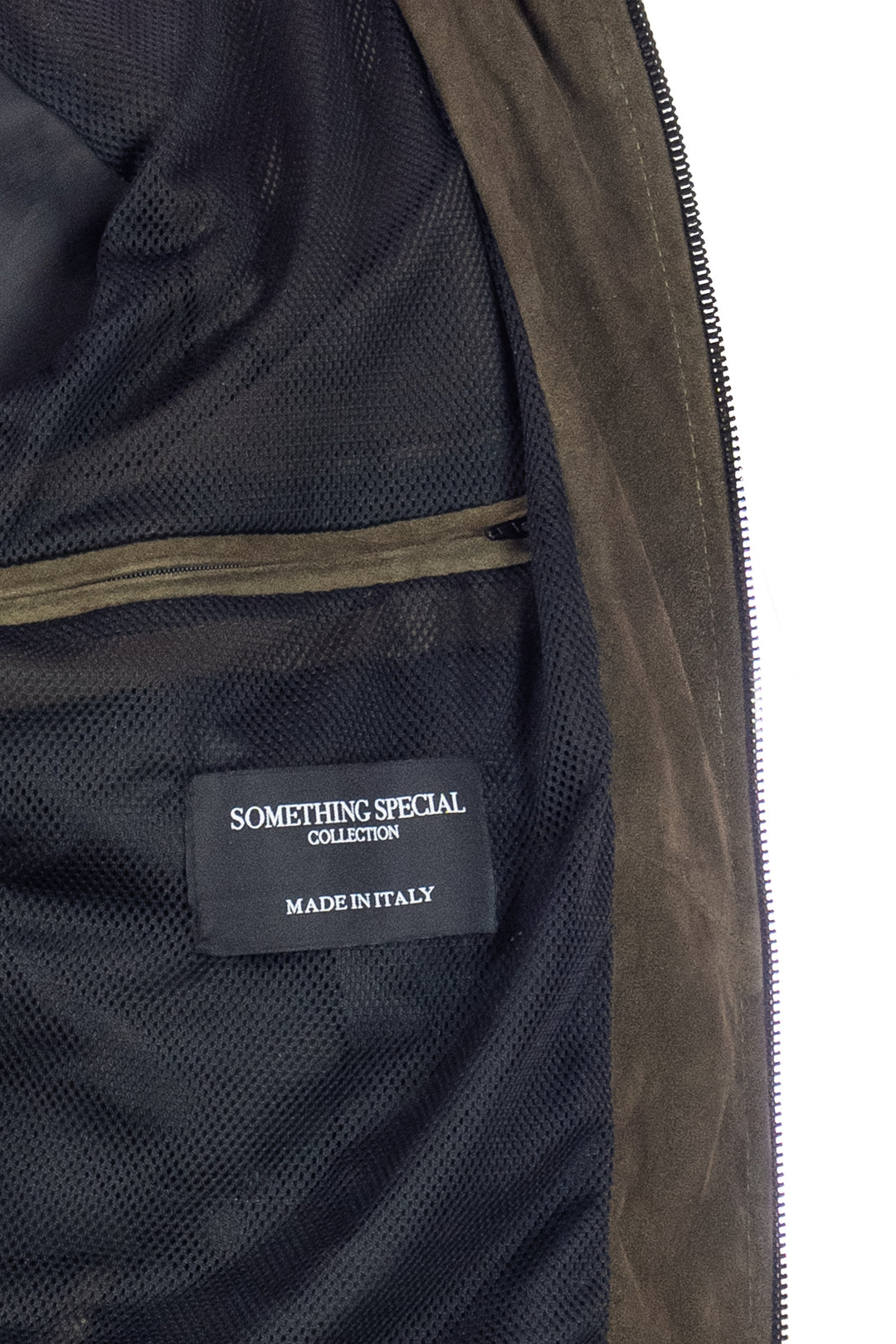 Mud green suede bomber jacket