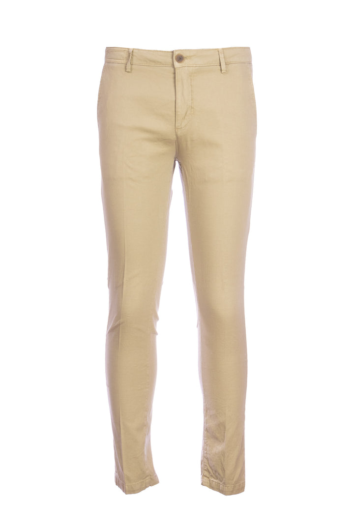 Beige trousers in stretch cotton gabardine