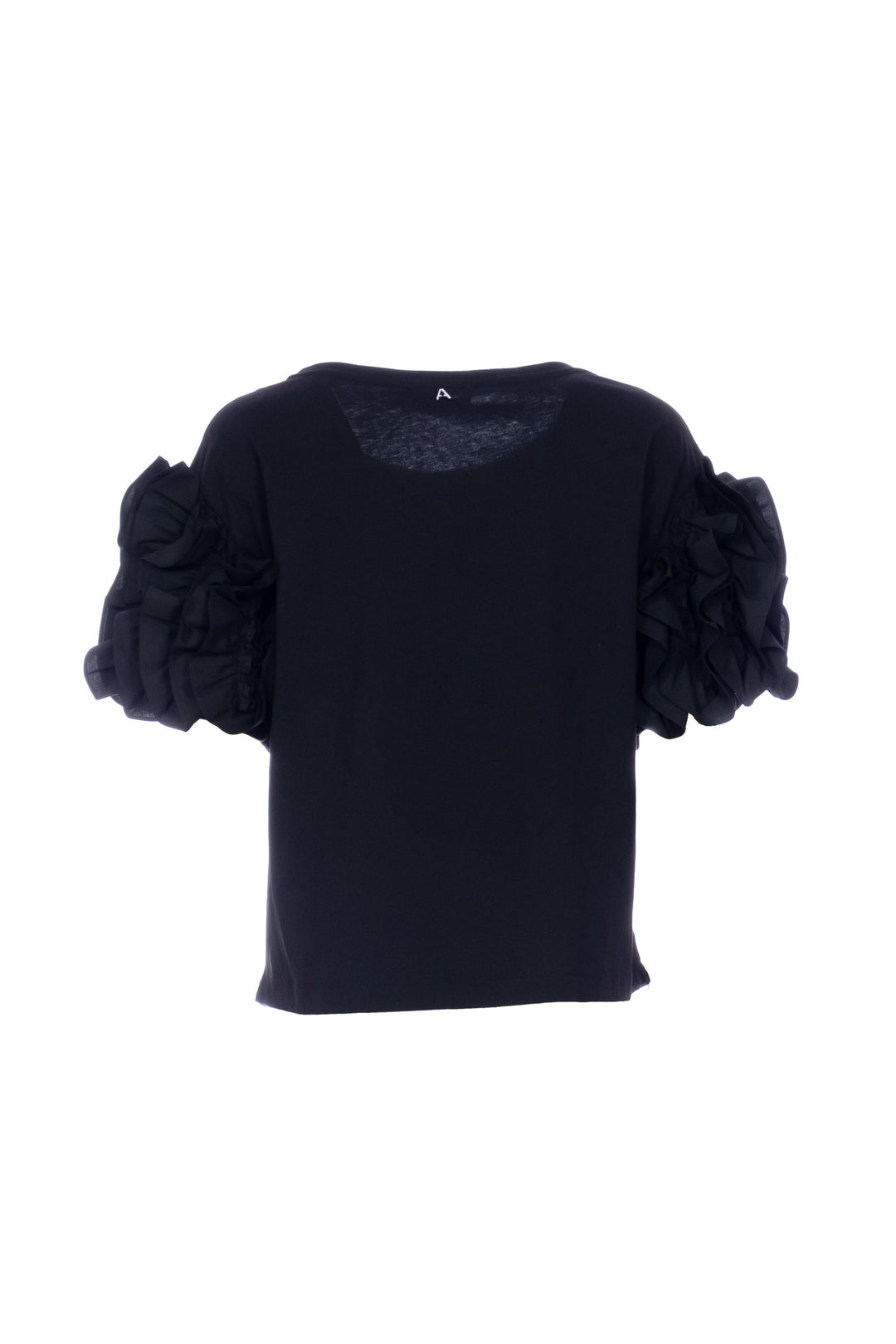 ACTITUDE TWINSET T-shirt nera con volant in popeline - Mancinelli 1954