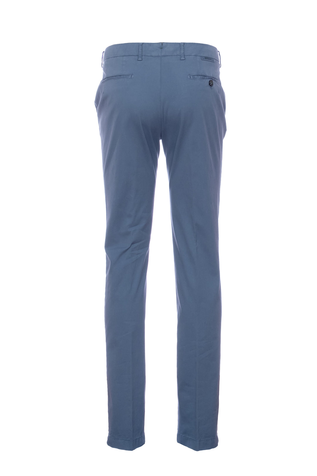 Blue “MORELLO” trousers in stretch cotton and silk blend