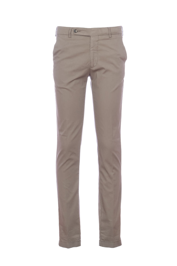 Pantalon amande « MORELLO » en coton stretch et soie mélangés