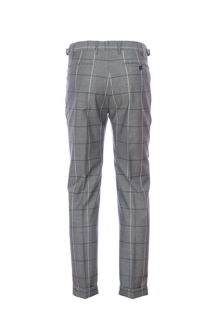 BERWICH Pantalone “RETRO” grigio check in lana vergine elasticizzata con una pince - Mancinelli 1954
