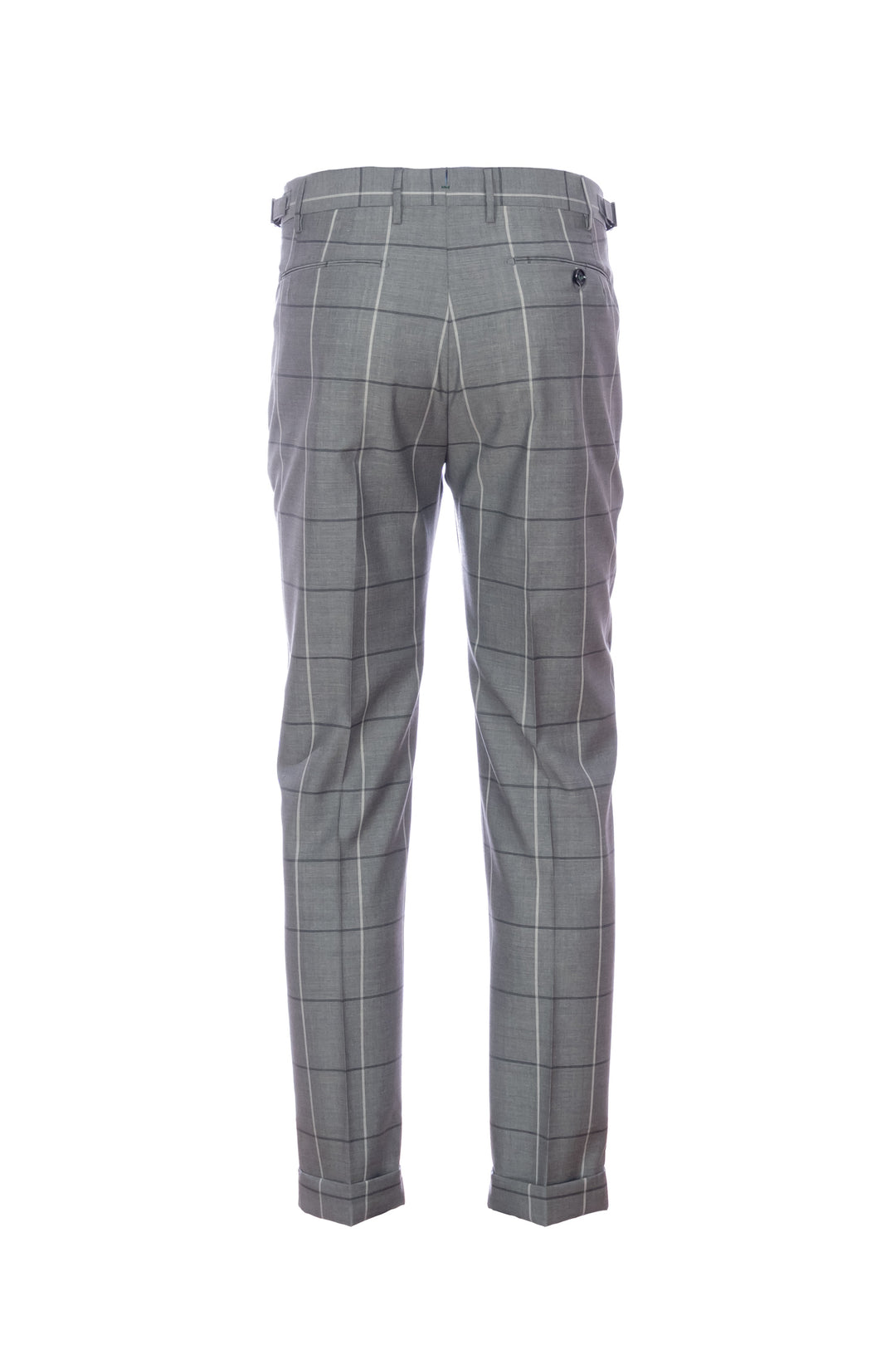 “RETRO” gray check trousers in stretch virgin wool with one pleat