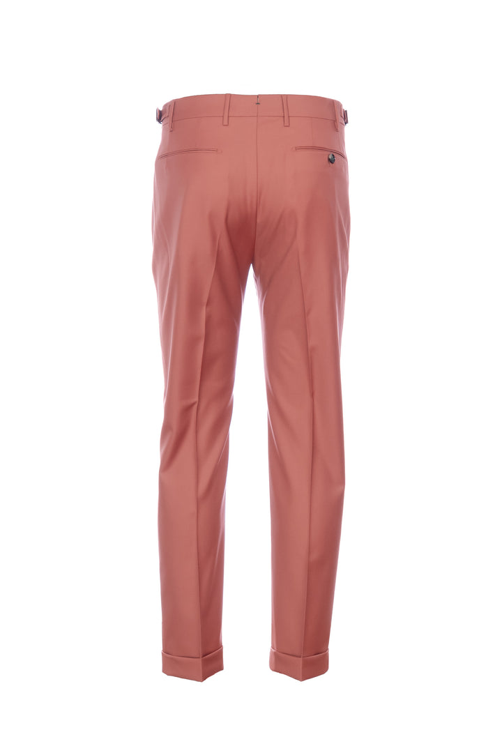“RETRO” peach pink wool trousers with one pleat
