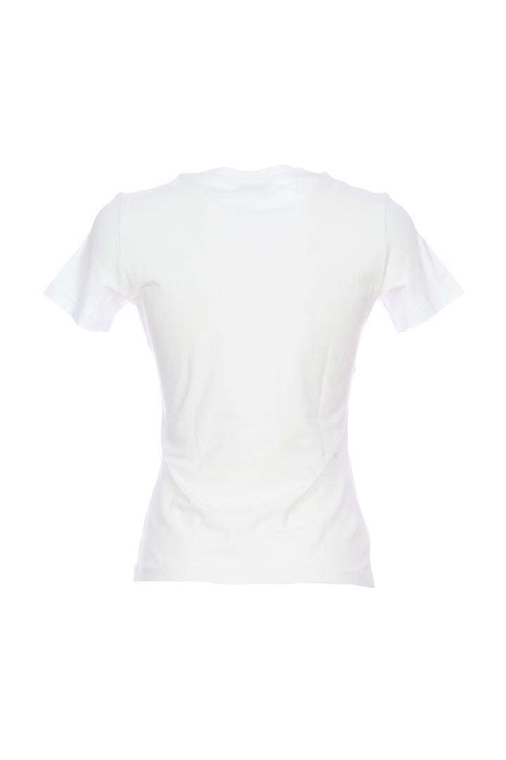 FRACOMINA T-shirt regular bianca in jersey stretch con strass - Mancinelli 1954