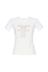 T-shirt regular bianca in jersey stretch con strass