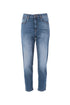 Jeans cropped in denim con lavaggio medio stone wash