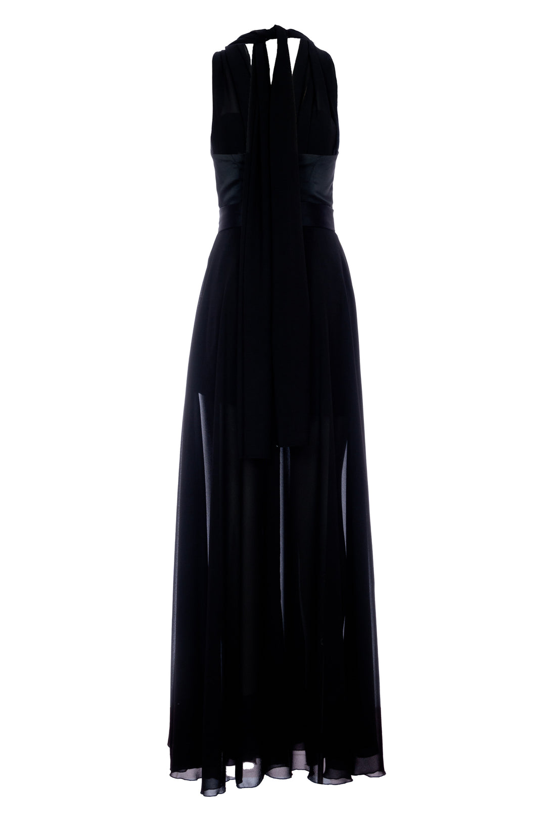 FRACOMINA Abito senza maniche lungo nero con georgette