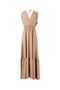 Abito lungo cammello senza maniche con scollo a incrocio