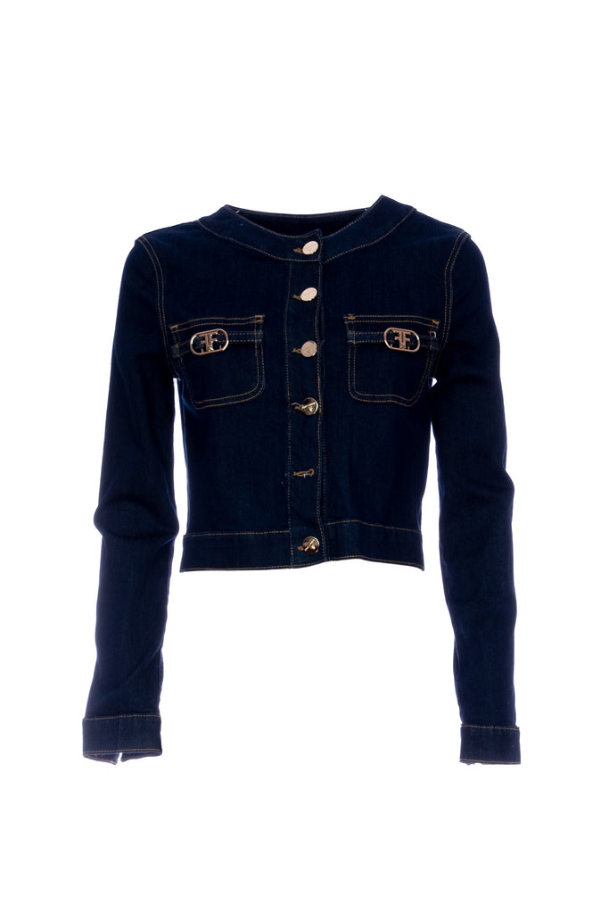FRACOMINA Giacca regular cropped in denim con lavaggio raw