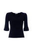 Regular black jersey top with V-neck