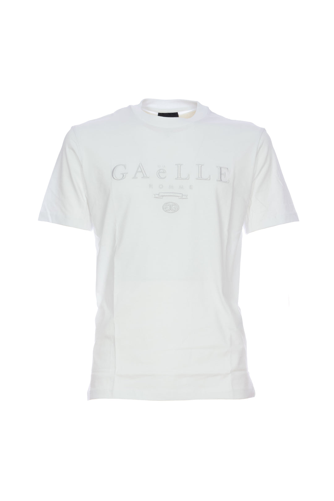 GAELLE T-shirt bianca in jersey di cotone con logo ricamato - Mancinelli 1954