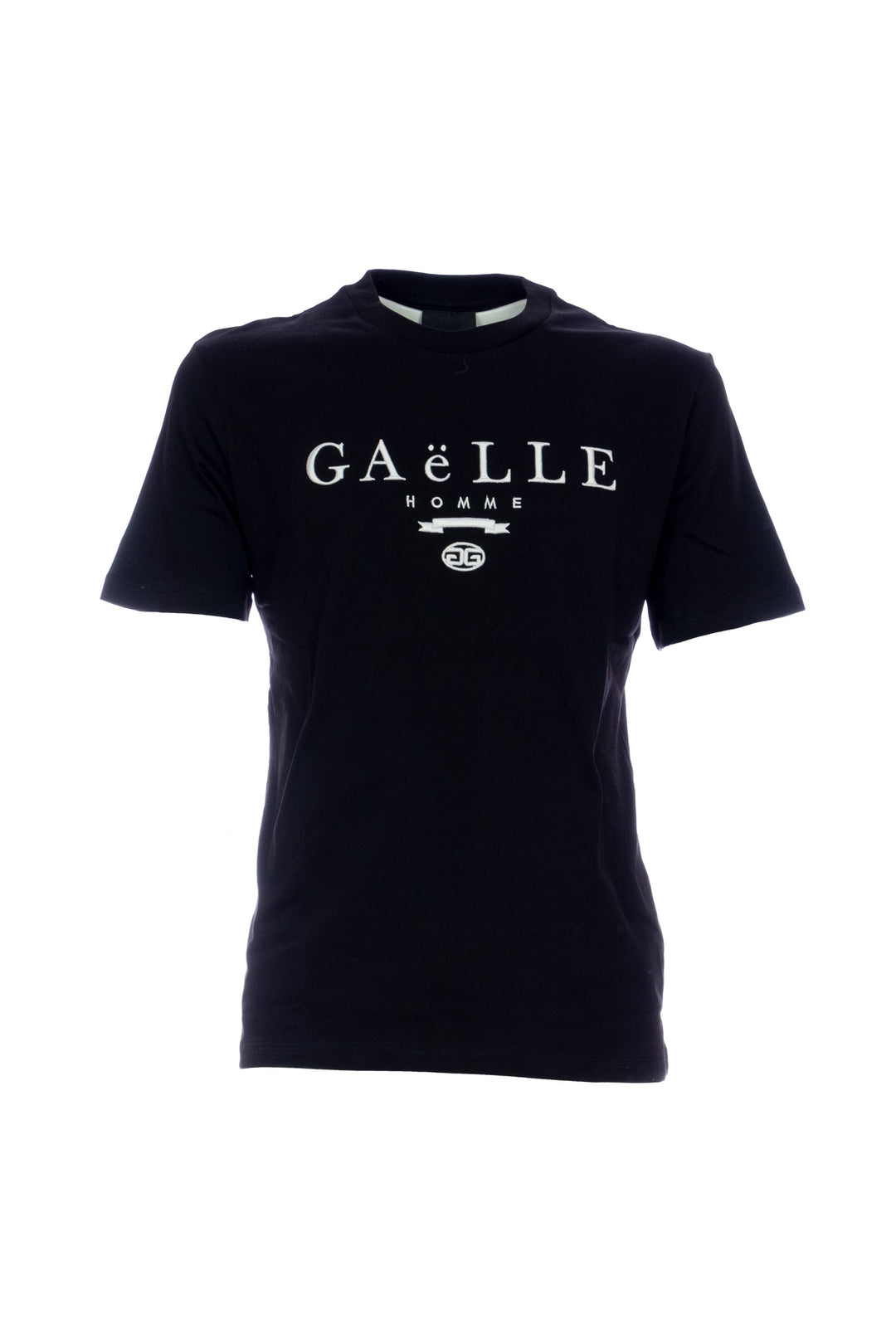 GAELLE T-shirt nera in jersey di cotone con logo ricamato - Mancinelli 1954