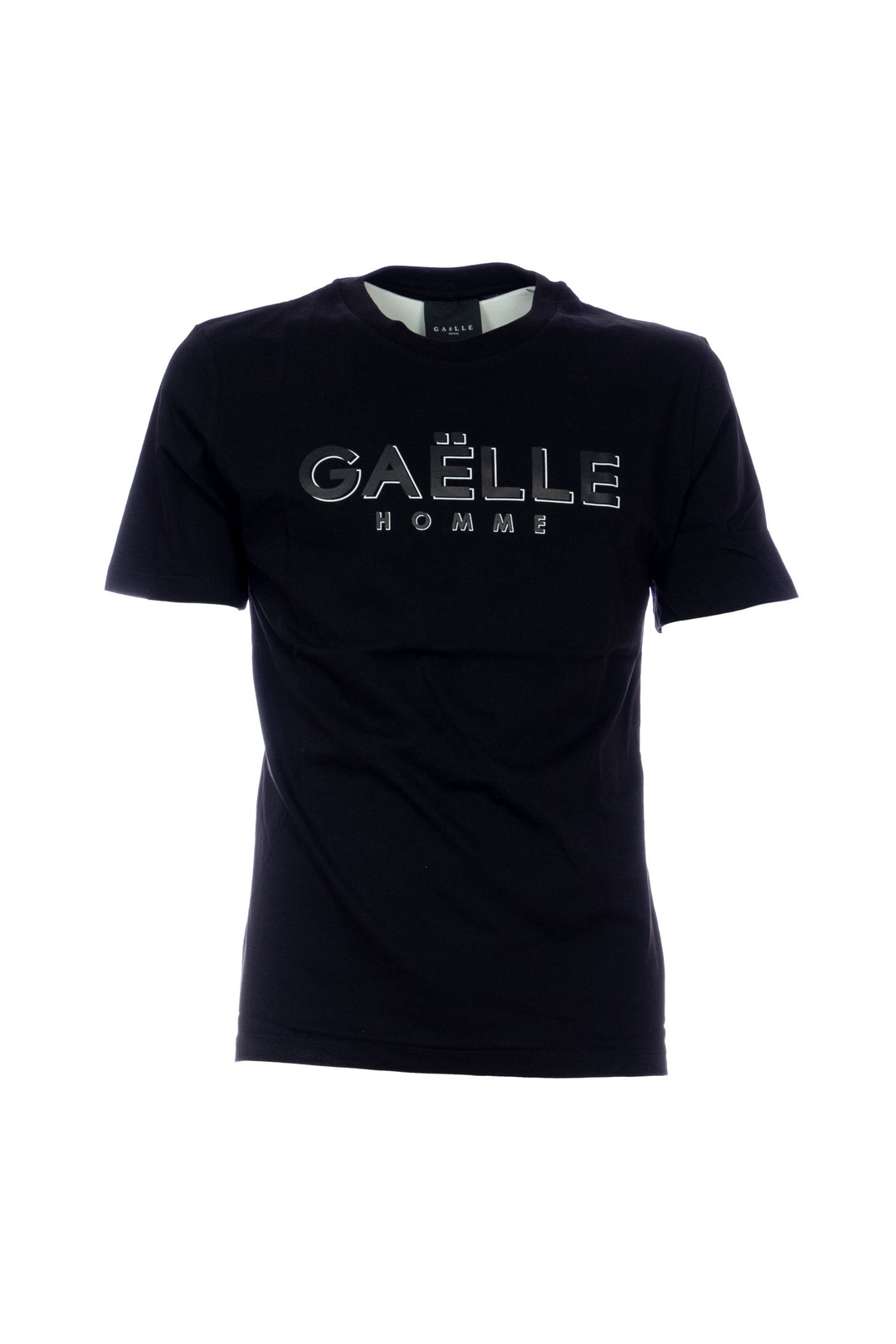 GAELLE T-shirt nera in jersey di cotone con logo stampato - Mancinelli 1954