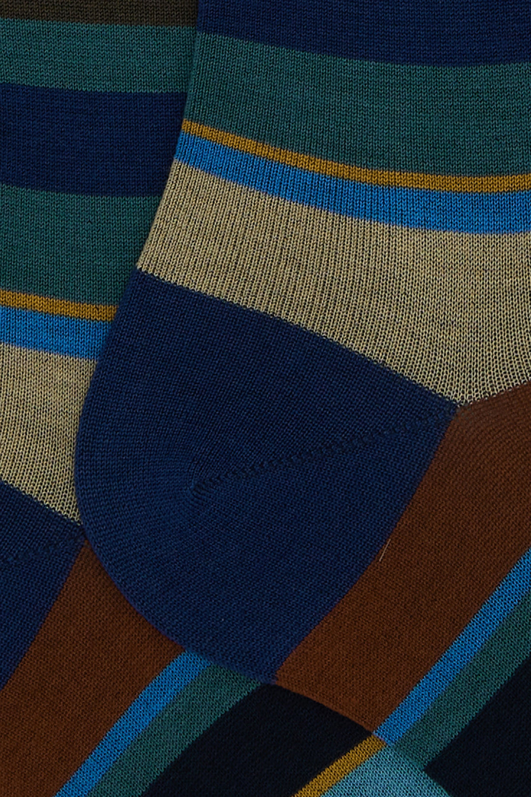 GALLO Calze lunghe cotone righe multicolor blu - Mancinelli 1954