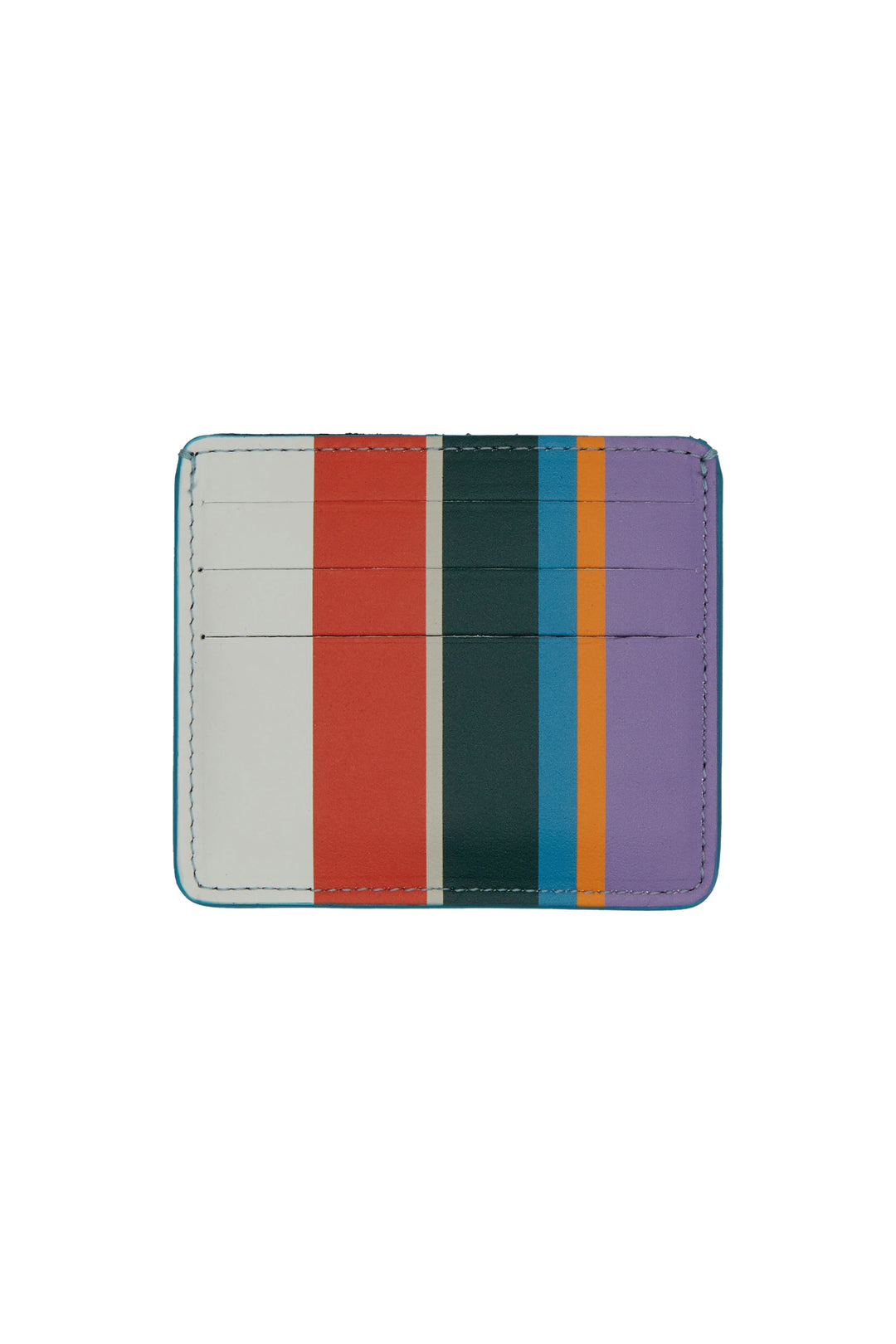 GALLO Porta carta di credito pelle righe multicolor bianco - Mancinelli 1954
