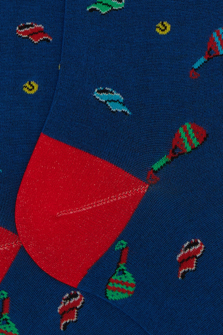 GALLO Calze lunghe cotone fantasia padel blu - Mancinelli 1954