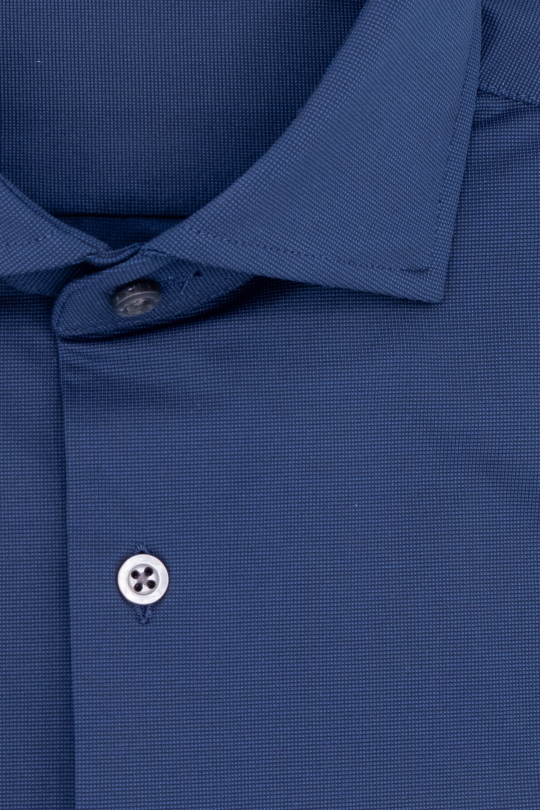 Slim blue shirt in stretch technical fabric with dot micro-pattern